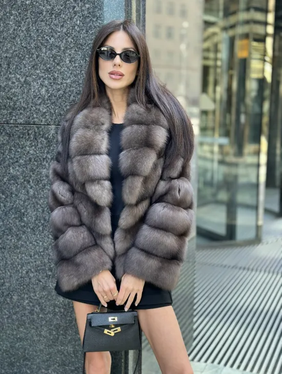 Шуба короткая из меха баргузинского соболя - фото 2