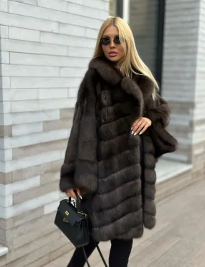 Шуба из натурального меха баргузинского соболя (седина 2) - фото 2