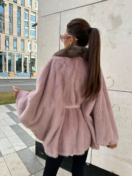 Пудра летучка из меха норки, воротник куница - фото 3