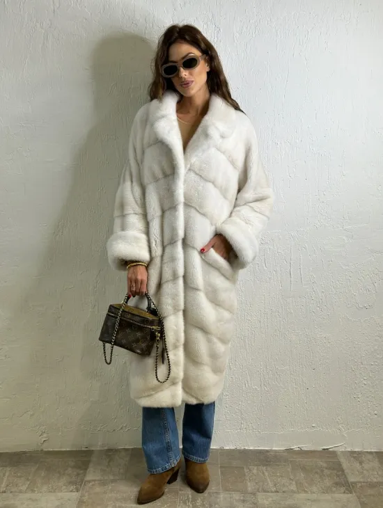 Кимоно шуба английский воротник - цвет колотый лед - фото 7