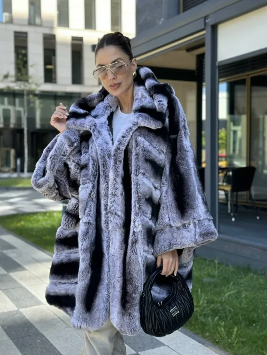 Шуба из кролика рекса - цвет шиншилла - фото 5